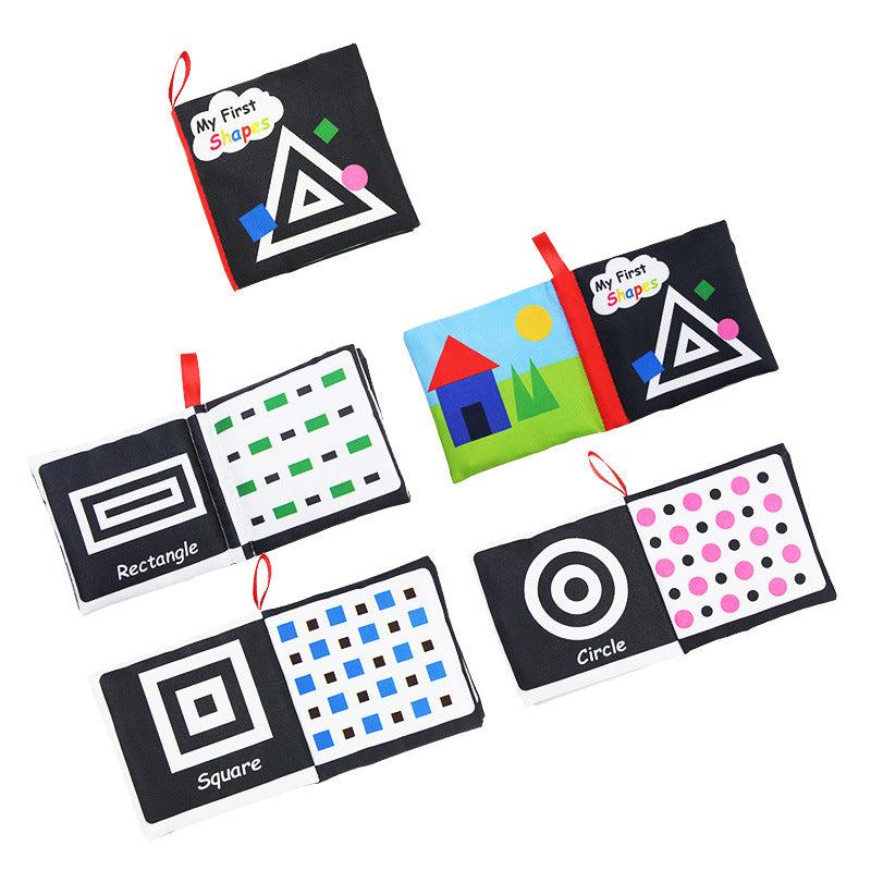 Montessori Baby Sensory Cloth Book – Black & White Soft Learning Book with Crinkle & Rattle