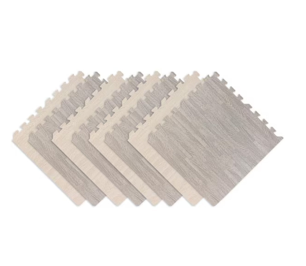 Wooden Foam Puzzle Floor Tiles for Kids – 8-Pack Interlocking Play Mat