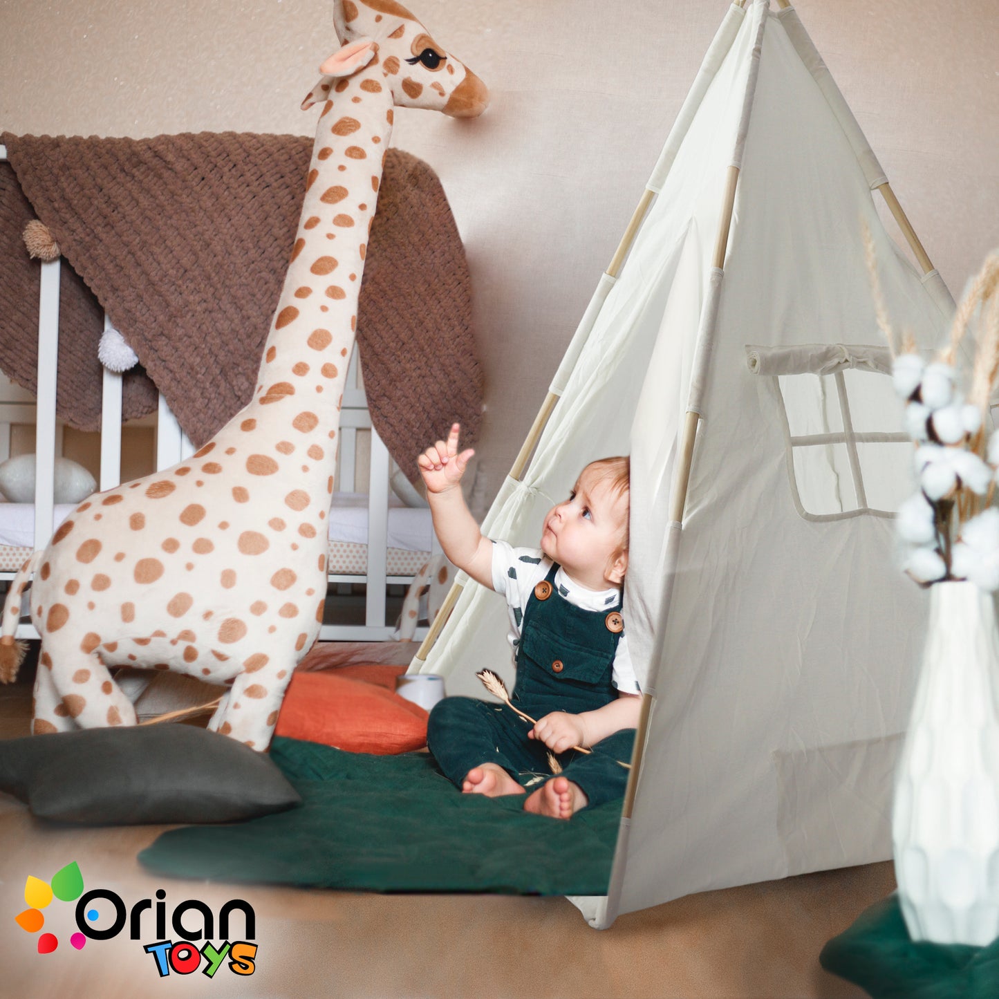 Orian Kids Indoor Teepee Play Tent With LED Star Lights and Dream Catcher - For Boys and Girls