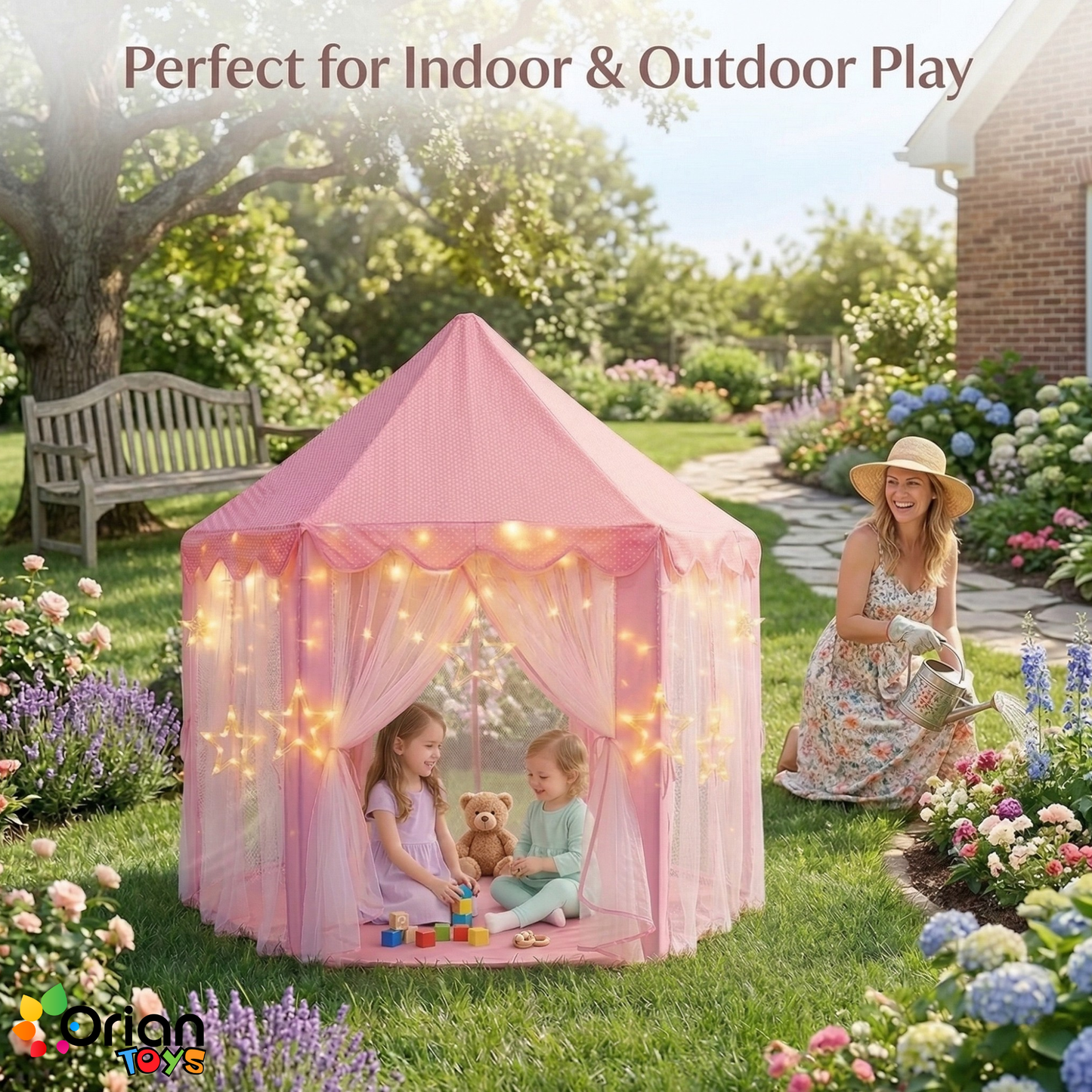 Princess Castle Tent for Girls with LED Star Lights – Magical Indoor Playhouse | Orian