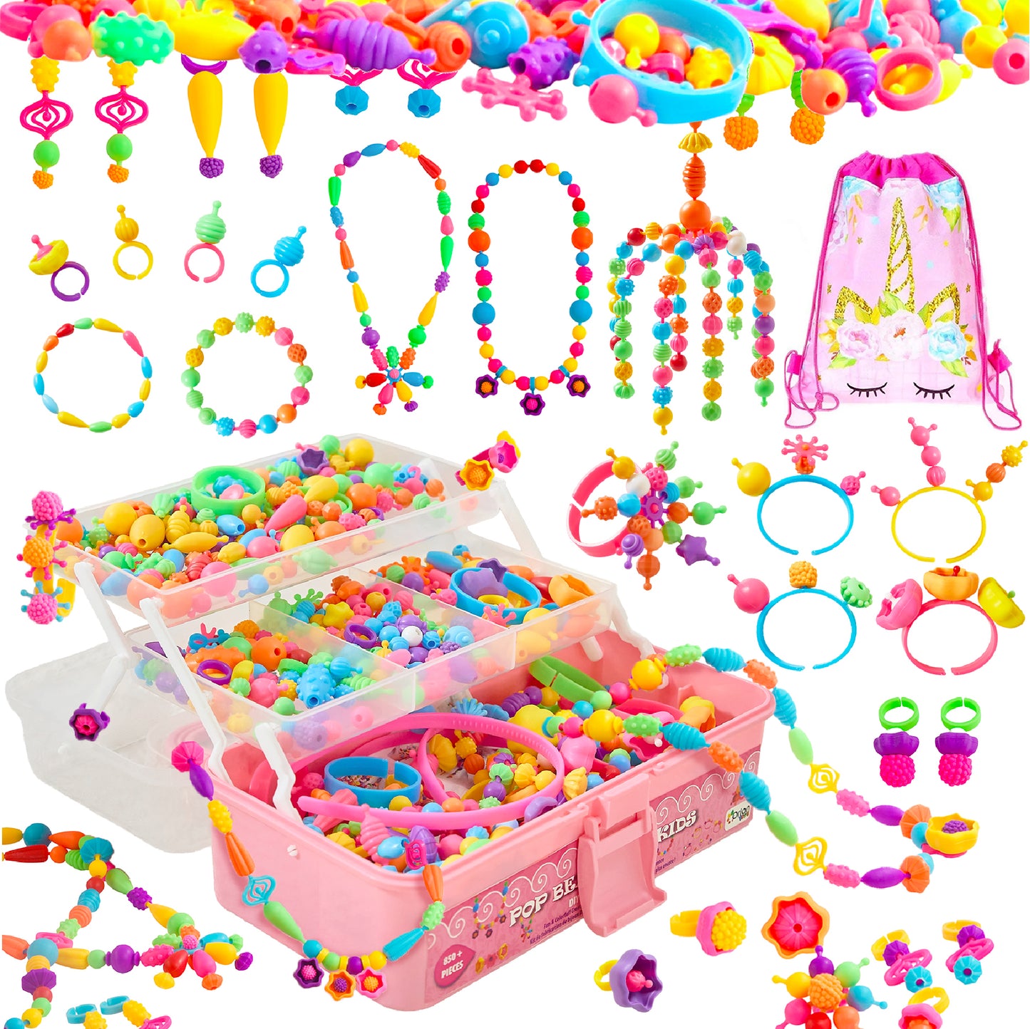 Pop Beads Jewelry Making Kit for Girls – 850+ Pieces | Orian