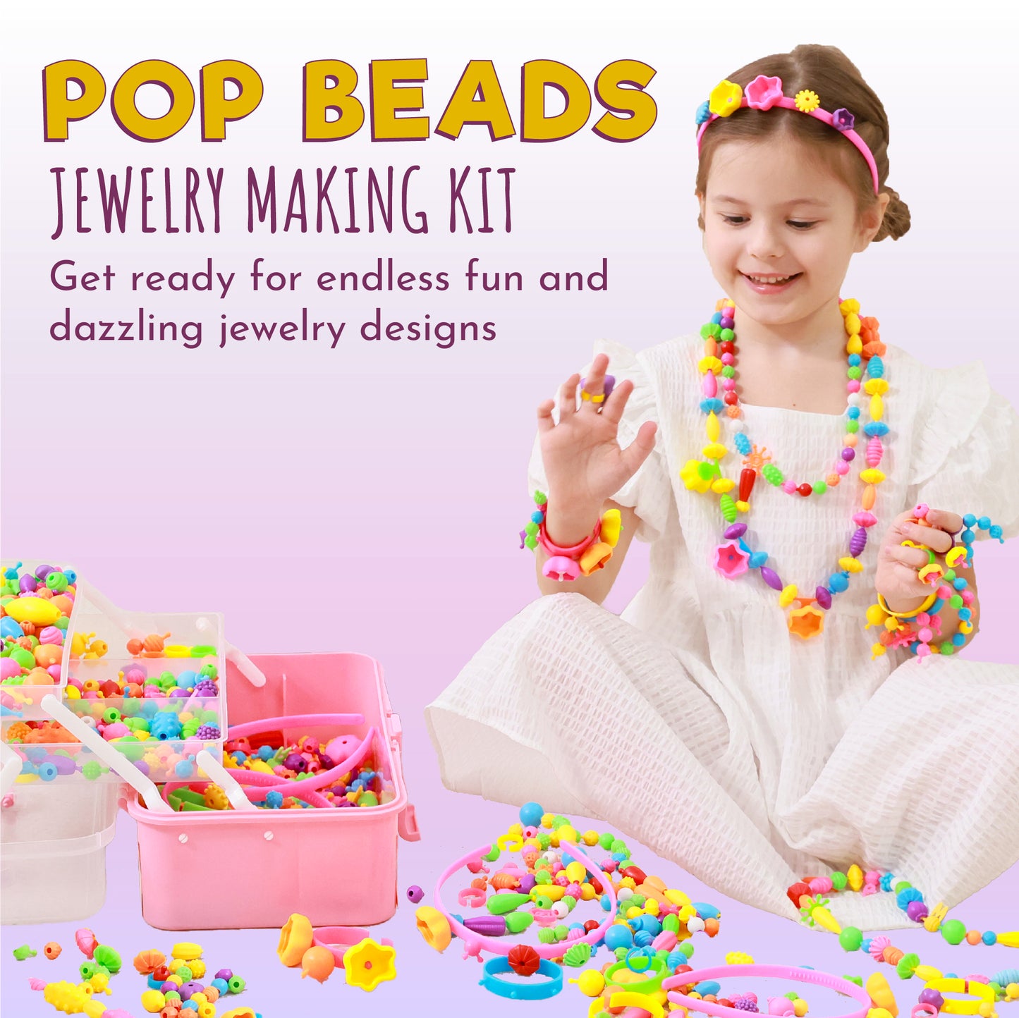 Pop Beads Jewelry Making Kit for Girls – 850+ Pieces | Orian