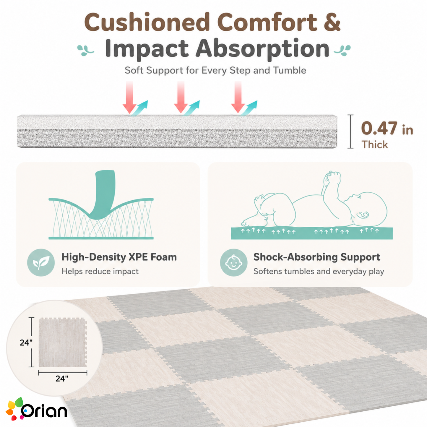 Orian wooden foam puzzle floor tiles for kids