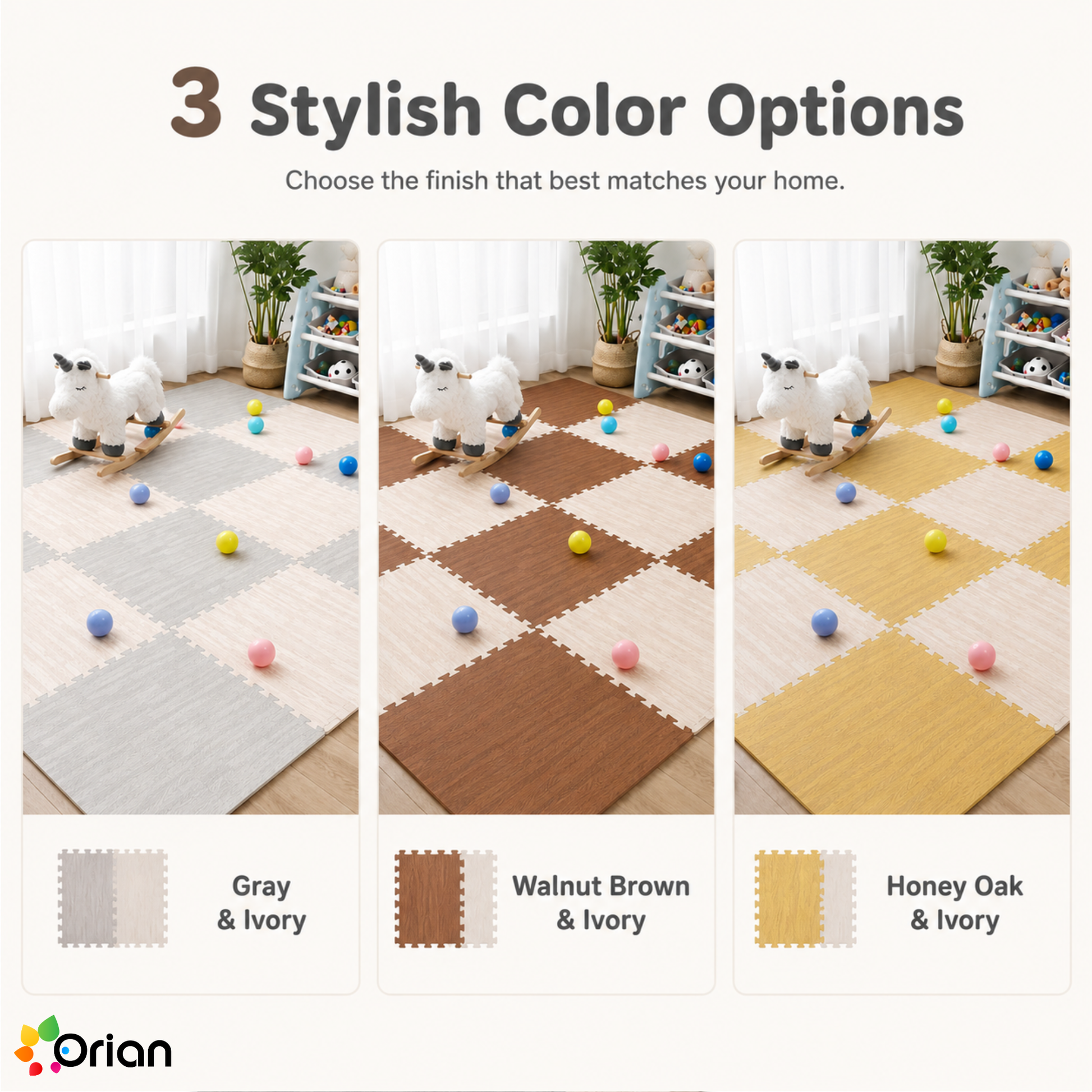 Orian wooden foam puzzle floor tiles for kids