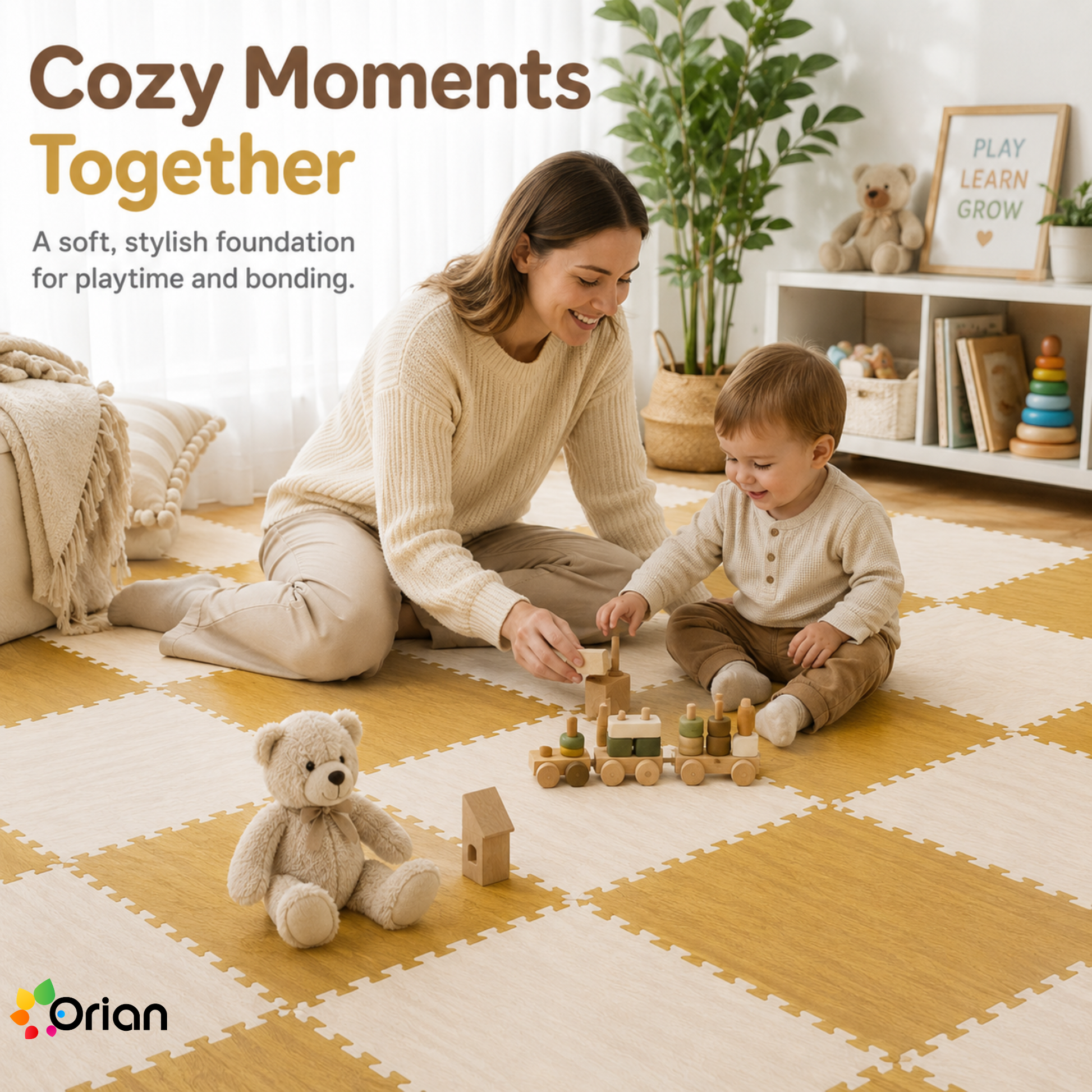 Orian wooden foam puzzle floor tiles for kids
