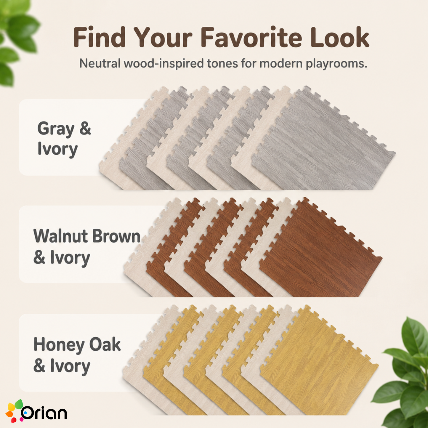 Orian wooden foam puzzle floor tiles for kids