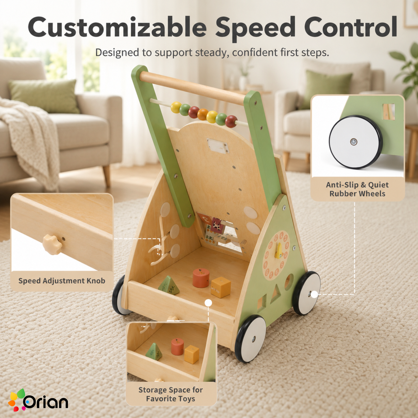 Orian wooden Montessori baby walker
