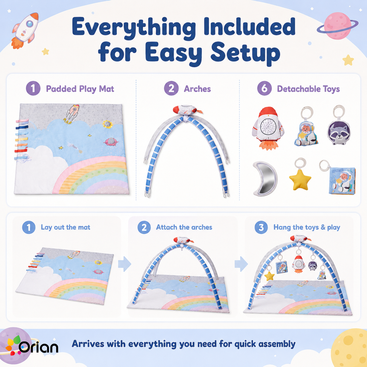 Orian baby activity gym and tummy time play mat