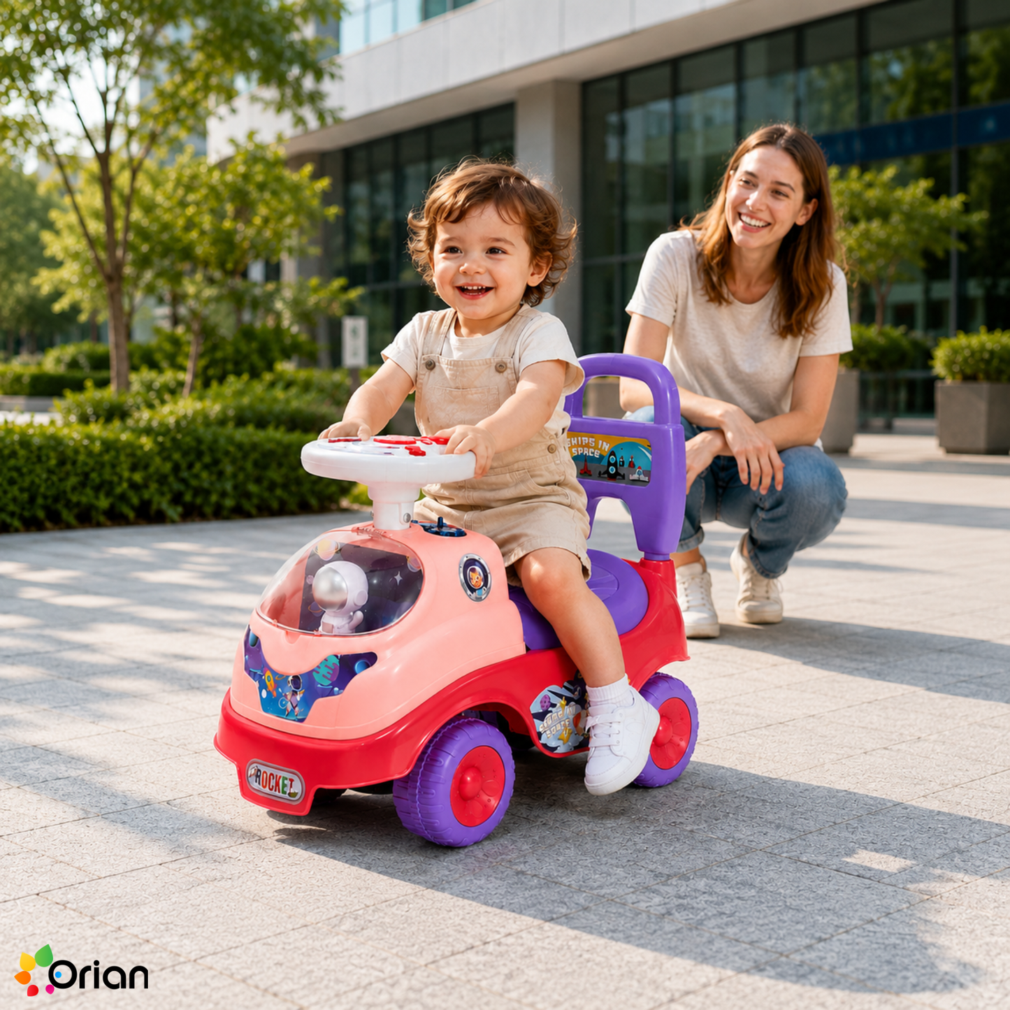 Orian toddler ride-on push car in pink