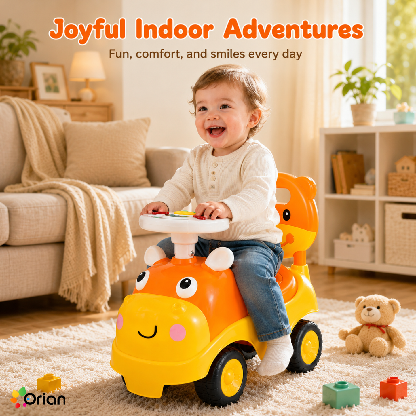 Orian toddler ride-on push car in orange