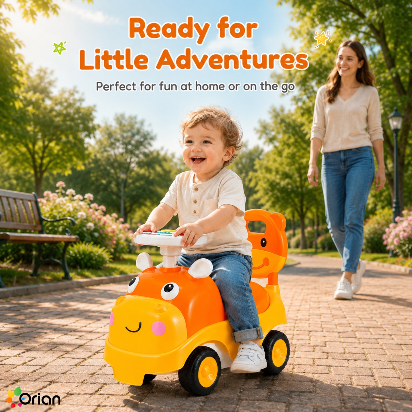 Orian toddler ride-on push car in orange