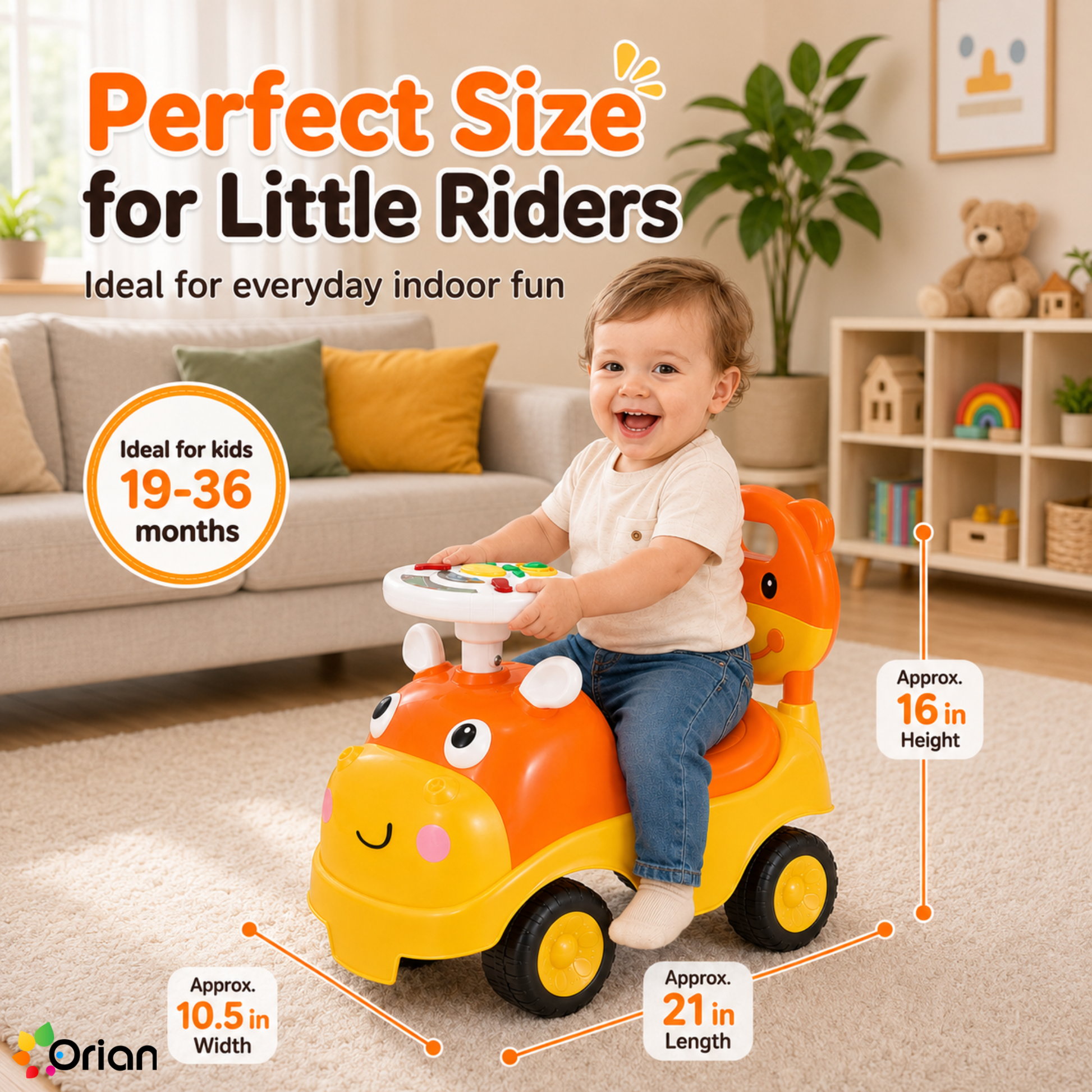 Orian toddler ride-on push car in orange