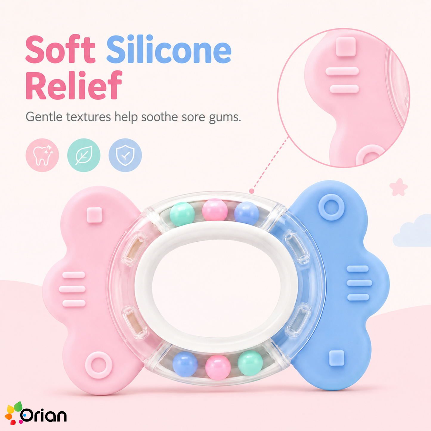 Orian BPA-free baby silicone teething toy