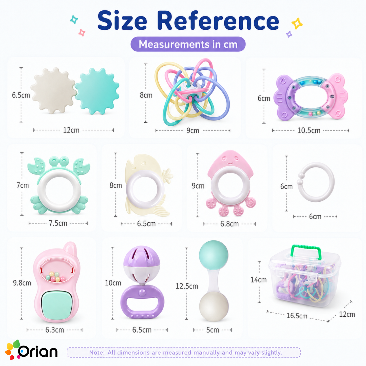 Orian 9-piece baby rattle toy set for newborns