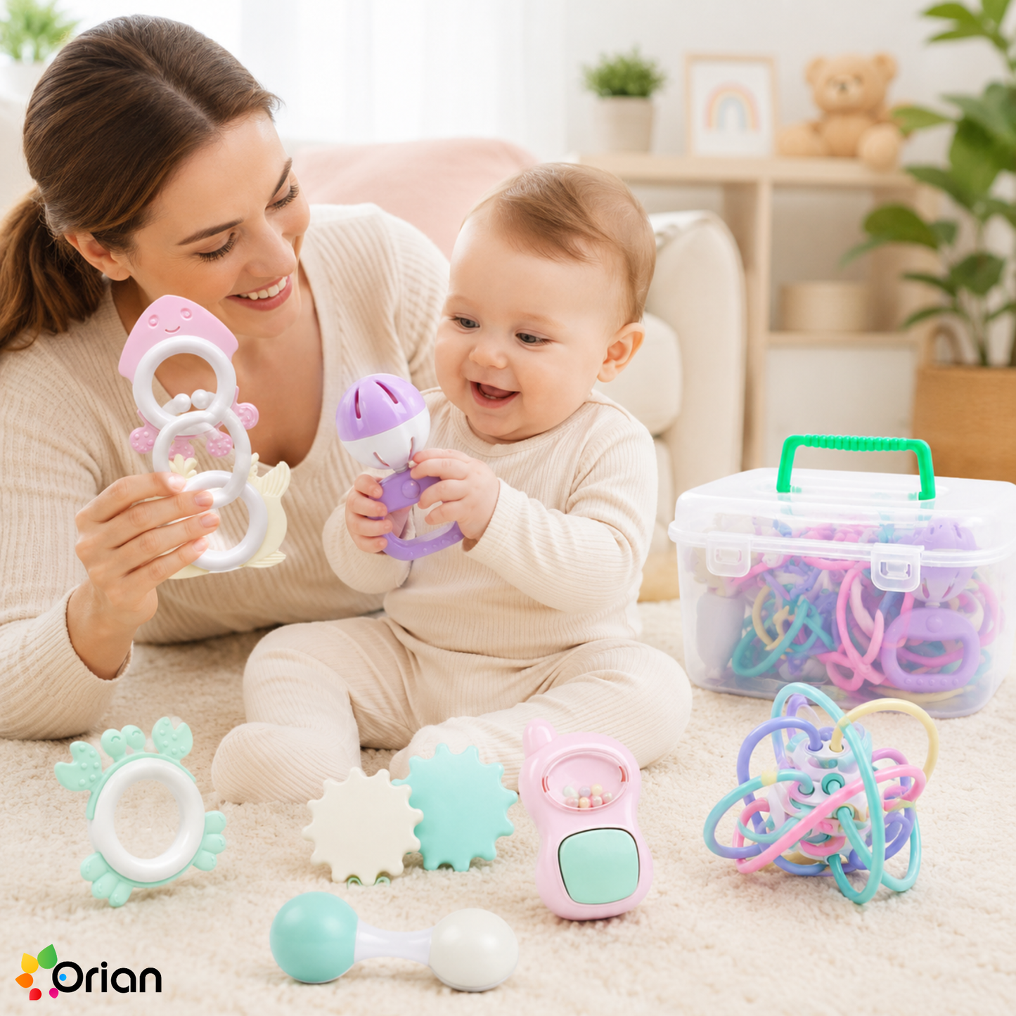 Orian 9-piece baby rattle toy set for newborns