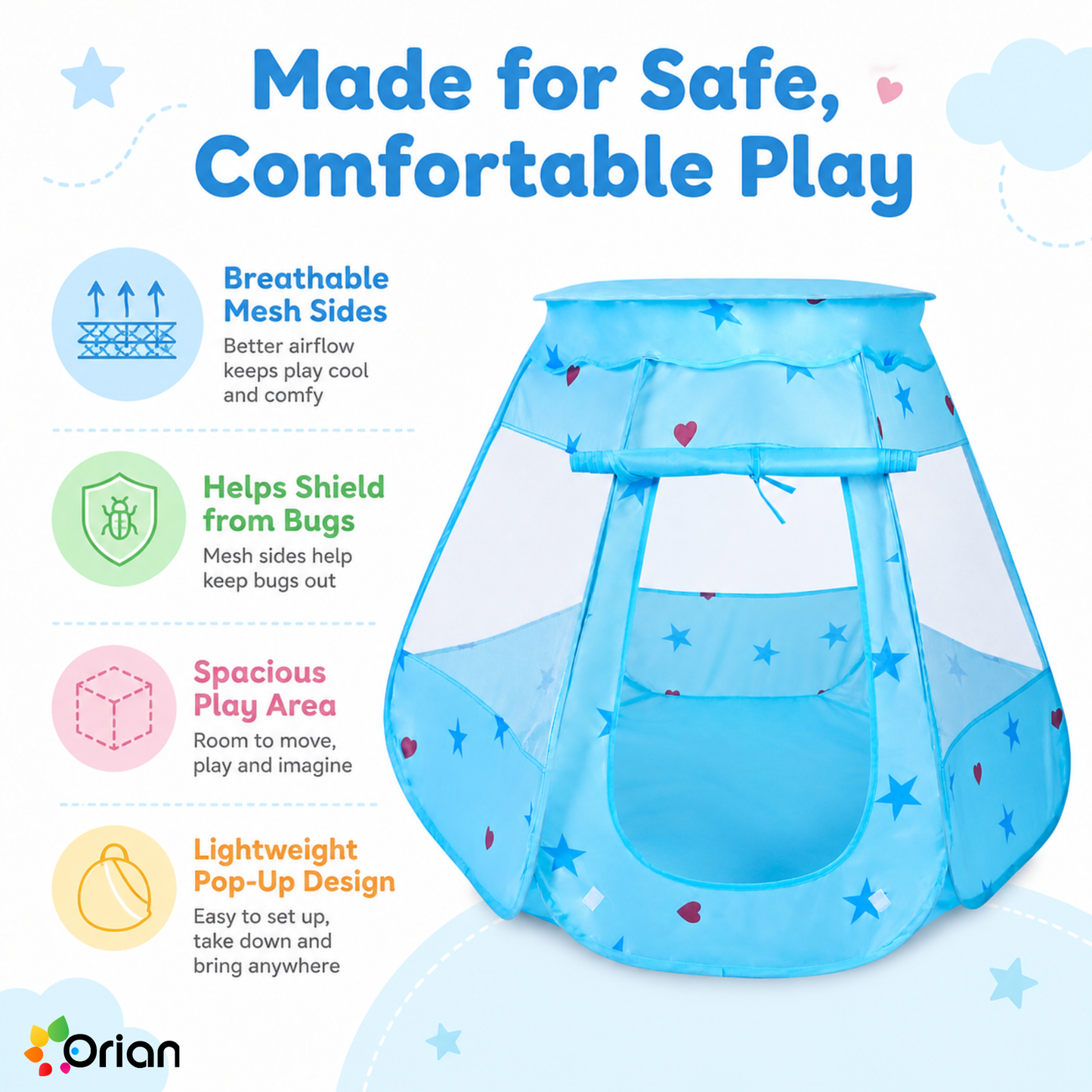Orian pop-up kids castle play tent