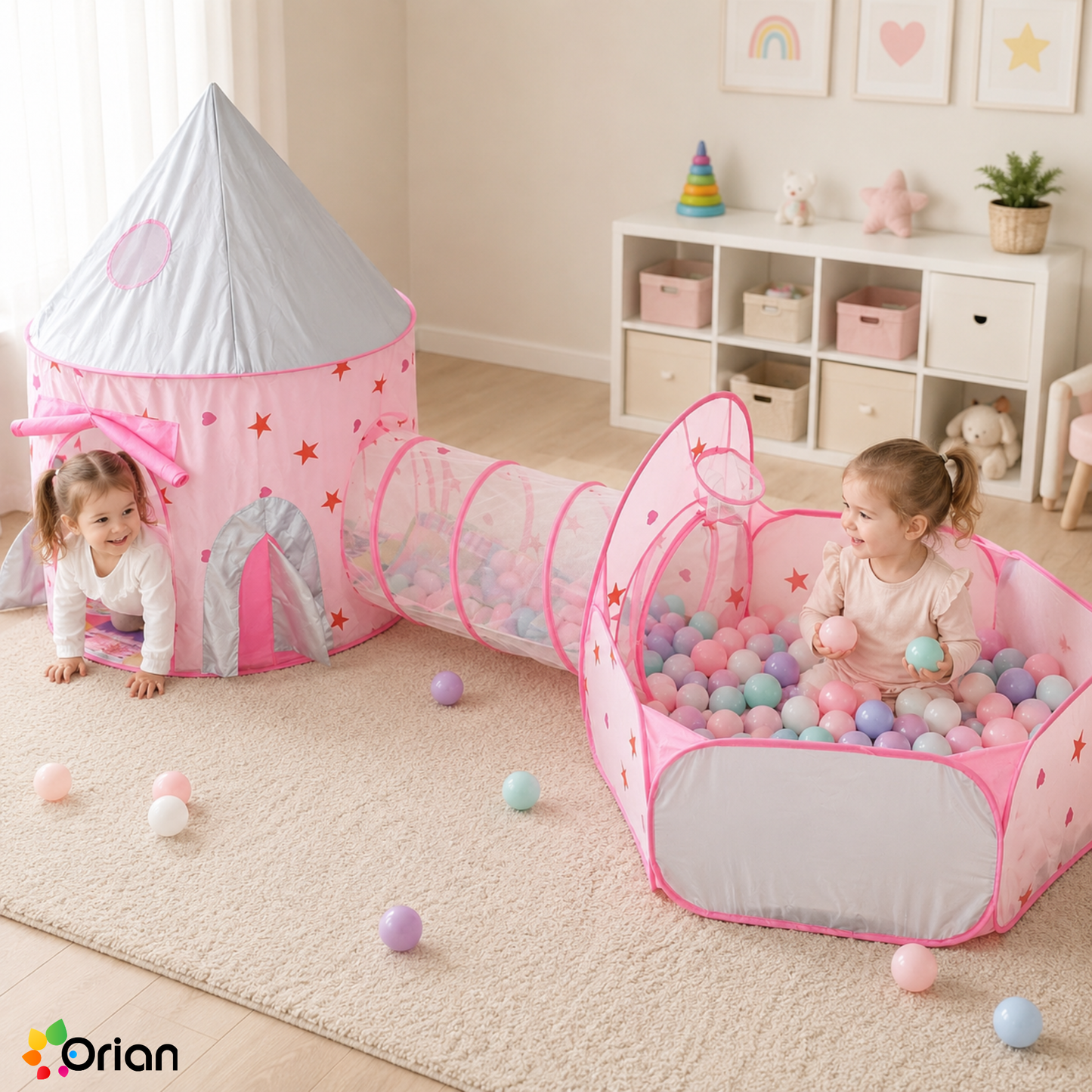 Orian kids castle play tent with ball pool and tunnel