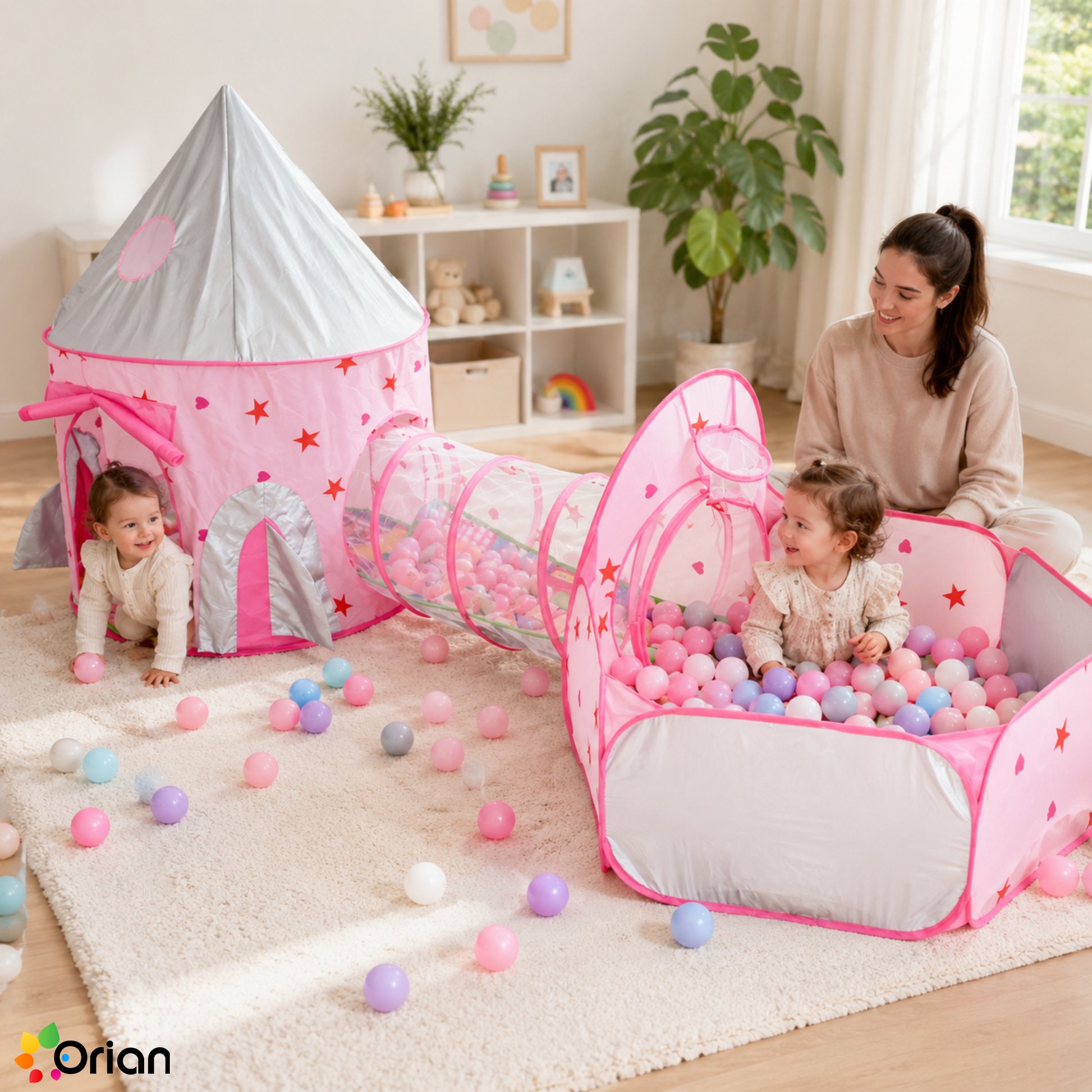 Orian kids castle play tent with ball pool and tunnel