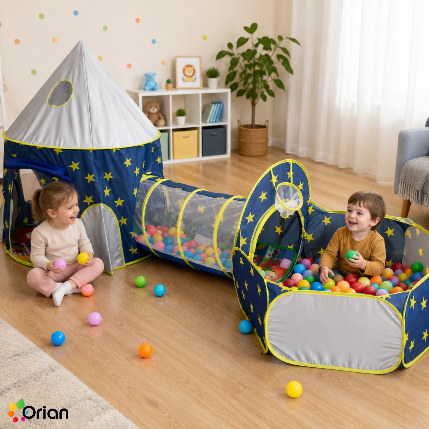 Orian kids castle play tent with ball pool and tunnel