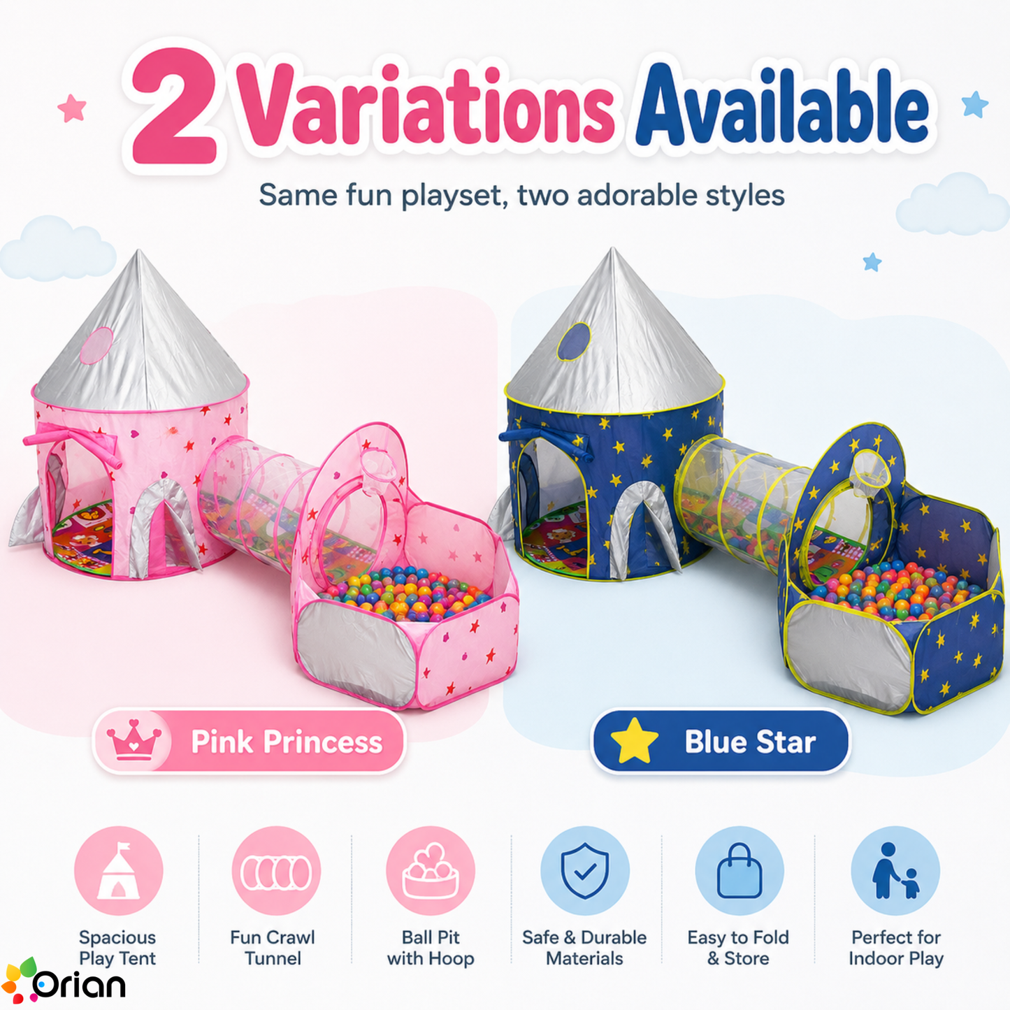 Orian kids castle play tent with ball pool and tunnel